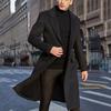 Korean Trend Men's Loose Casual Single-breasted Overcoat Autumn Winter Fashion Long Sleeve Woolen Long Coat