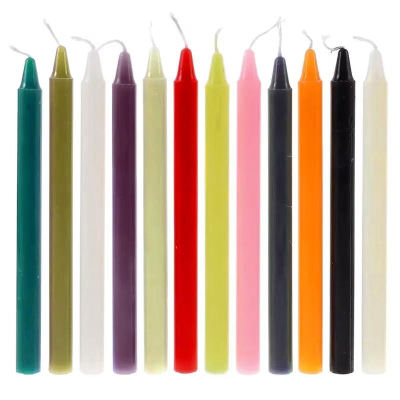 12 шт./кор. 12 цветных мини-свечей, заклинаний, восковых игр, рождественских декоративных цветных свечей на длинном стержне для ритуалов аварийного освещения 10/16 см