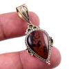 Natural Mahogany Obsidian Gemstone 925 Solid Silver Two Tone Pendant 1.75" C9j57