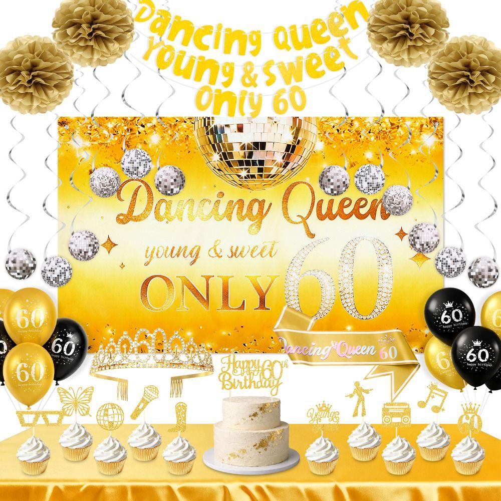 60 Years Old Dancing Queen Birthday Year 1966 Birthday Backdrop for Family