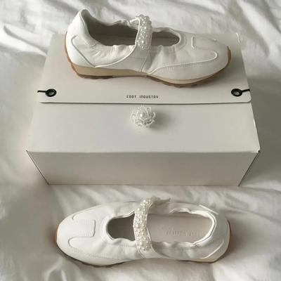 Женские туфли Мэри Джейн из коровьей кожи с жемчугом, на липучке, с внутренней платформой, повседневные кроссовки