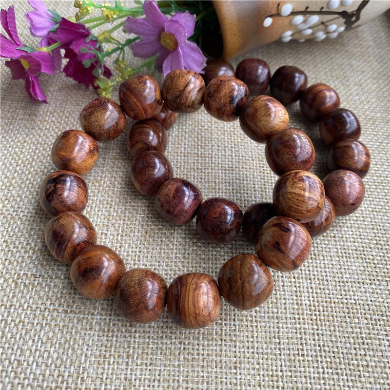 Hainan Flower Pear Buddha Bead Old Type Bracelet for Men and Women of The Same High-quality 15mm Wooden Bracelet