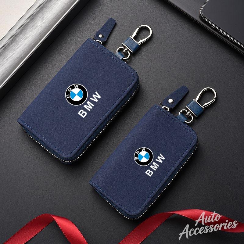 SQLI6 Leather Car Key Cover Case Multifunction Unisex Zipper Wallet Accessory For BMW 1 3 5 7 Series X1 X3 X4 X5 F10 F15 F16 F20 M3 M4
