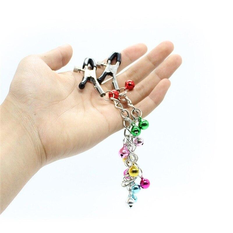 Metal Breast Clip Iron Chain 13 Bells Adjustable Clip Adult Toys BDSM Sexual Tools Torture Femdom Props Sex Stuff