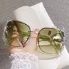 Stylish Design Rhinestone Sunglasses Women Oversized Rimless Sun Glasses