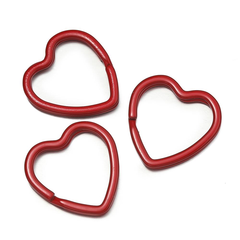 5pcs Cute Colorful Heart Spray Paint Keyring Keychain Split Ring Metal Car Key Ring for DIY Handmade Jewelry Making Accessories