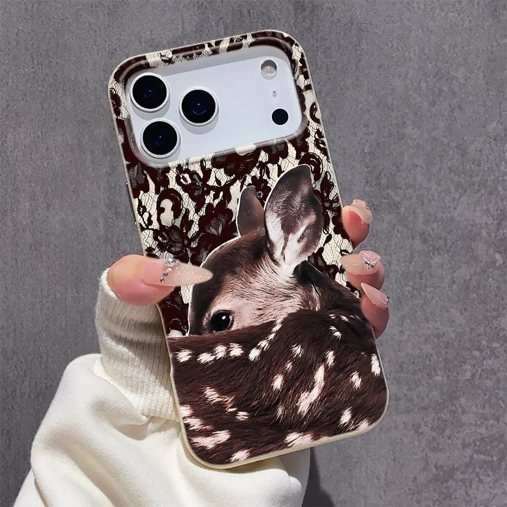 Силиконовый чехол для телефона с узором из кружевного оленя для iPhone 17 Pro Max 11 12 13 14 15 16 Pro 17 Air 15 14 Plus X XS XR Мягкая крышка