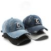Hat Men's Korean Version Personalized Retro Washed Denim C Embroidered Cap Outdoor Women's Sunscreen Baseball Cap