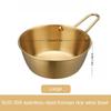 Утолщенная миска из нержавеющей стали Sus304 с ручкой, винтажный и простой дизайн, золотистого цвета, многоцелевая миска для корейской еды