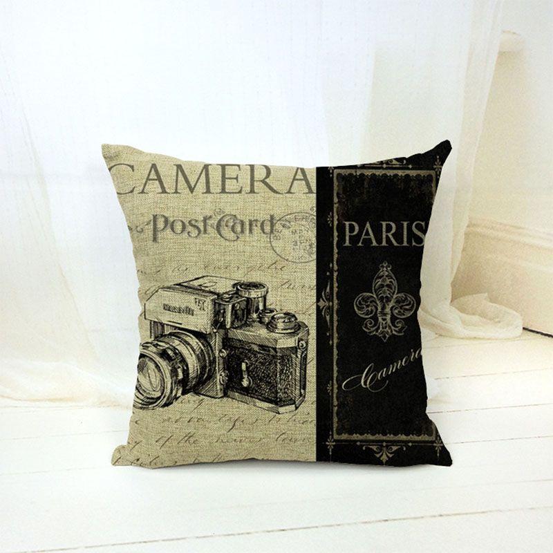 Chic Vintage Cotton Linen Throw Pillow Case Cushion Cover For Sofa And Bedside