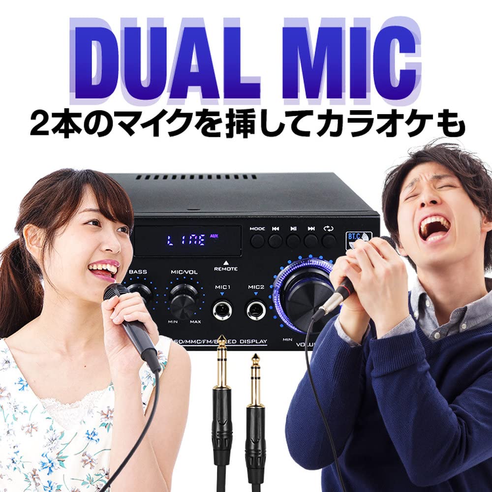 Hiro Digital Amplifier Audio Amplifier USB Memory SD Card Playback Compatible Hifi Stereo with Dual Microphone Terminal 40W+40W LPAK45-HR