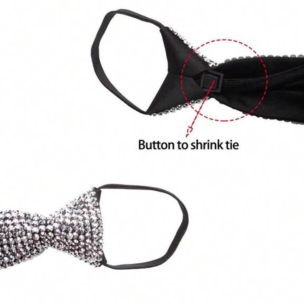 Black Full Rhinestone Tie Choker Pre-tied Tie Y2K Punk Style Long Necktie Daily