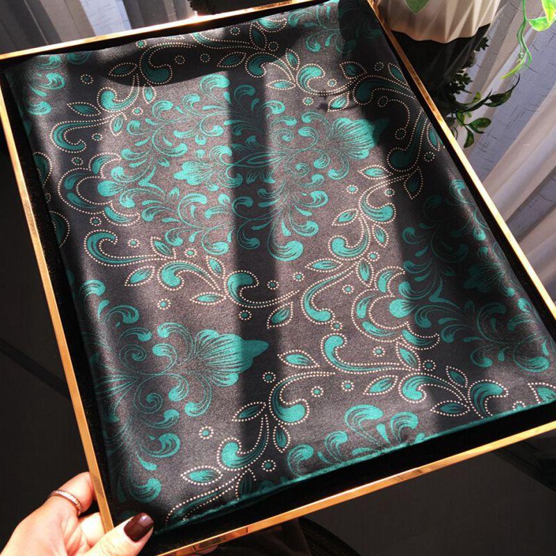 Silk Black Gold Cashew Silk Scarf Women'S Spring And Autumn Versatile Satin Square Scarf Mulberry Silk Silk Scarf Shawl