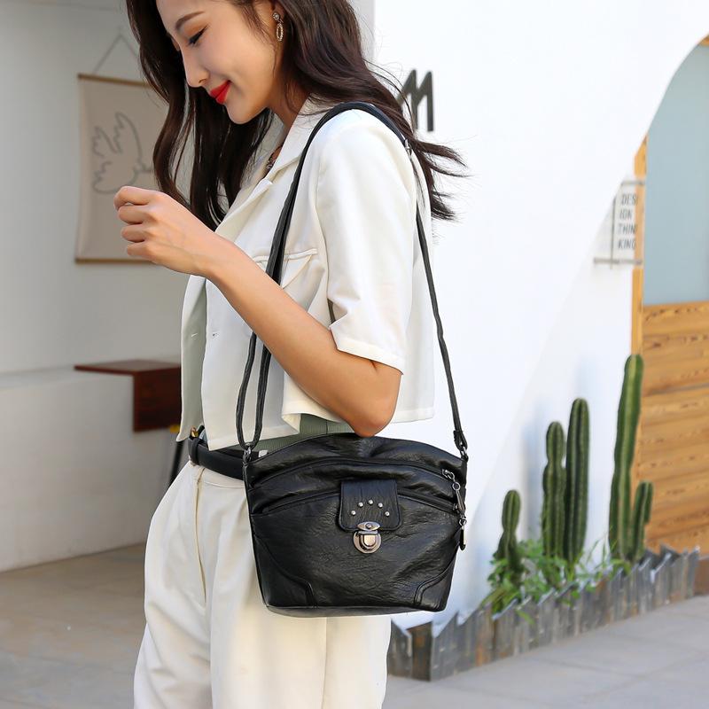 Сумка-ведро из мягкой кожи, женская сумка, новая летняя модная модная сумка через плечо, женская маленькая сумка на одно плечо среднего возраста