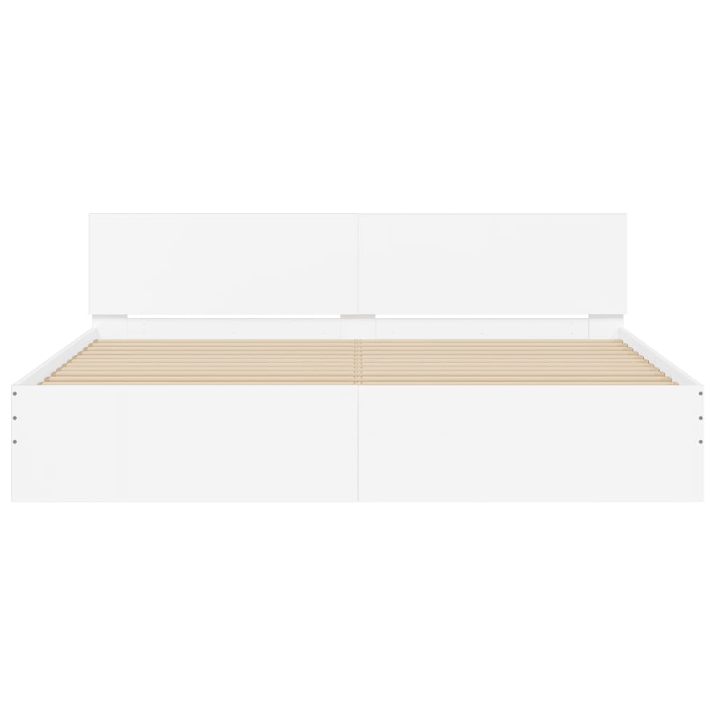 Bed Frame with Headboard White 200x200 cm