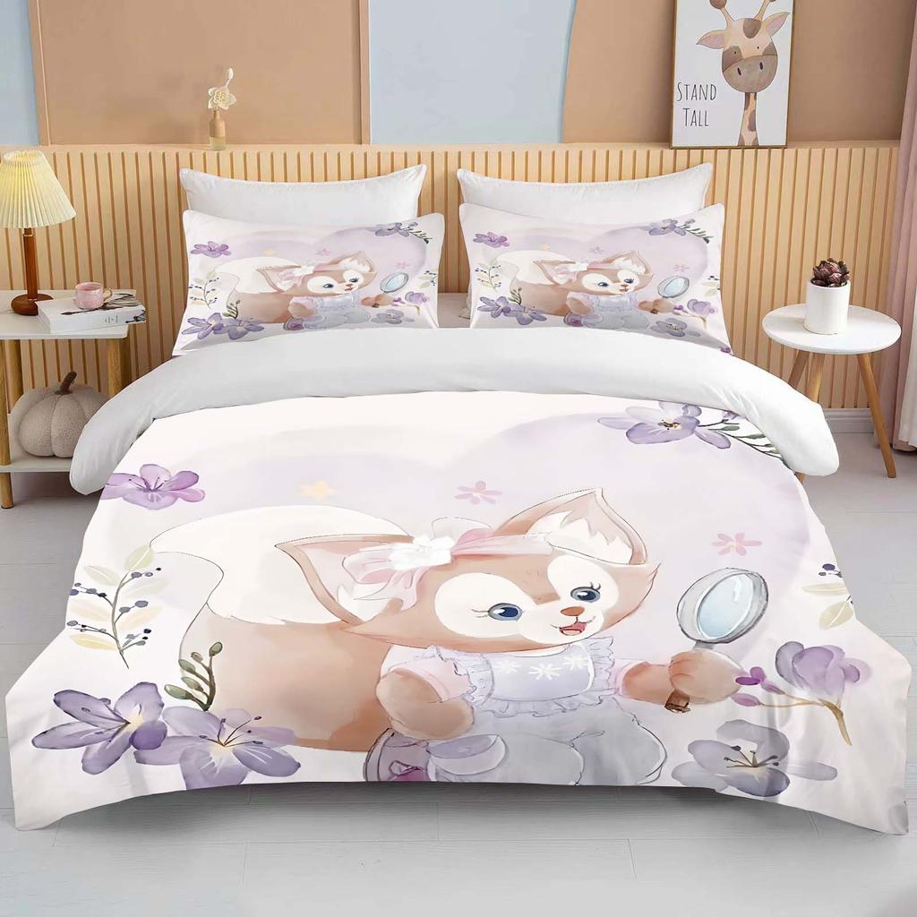 10 размеров Постельное белье с принтом Disney Duffy and Friends Мультяшный микрофибровый комплект для кровати Наволочка Покрывало для взрослой кровати Спальный комплект для спальни Пододеяльник