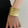 Fashion Vintage Metal Woven Wide Self-Regulating Bangle Women Smooth Curved Open Bracelet Punk Jewelry Accessories