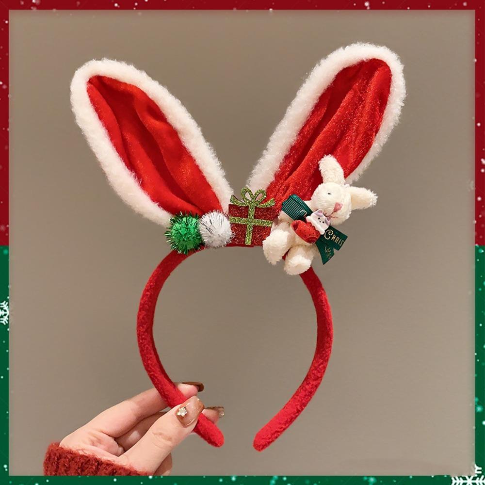 Elk Hair Hoop Antlers Headband Christmas Decoration Plush Bow Red Hair Band  Christmas Decoration
