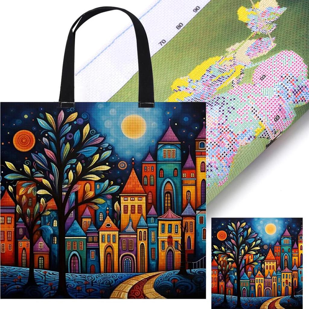 11CT Цветной Дом Вышивка крестом Холщовая Сумка-тоут Набор для вышивания Персонализированная Сумка Ручная Вышивка крестом Сумка-клатч Подарок для друзей