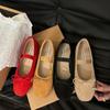 French Flat Black Single Shoes Fairy Shoes 2025 New Spring and Autumn Suede Mary Jane Red Ballet Shoes