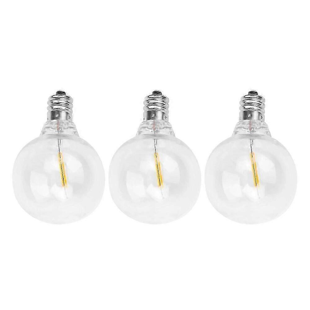 3Pcs G40 Led Replacement Light Bulbs, E12 Screw Base Shatterproof LED Globe Bulbs compatible with Solar String Lights Warm White