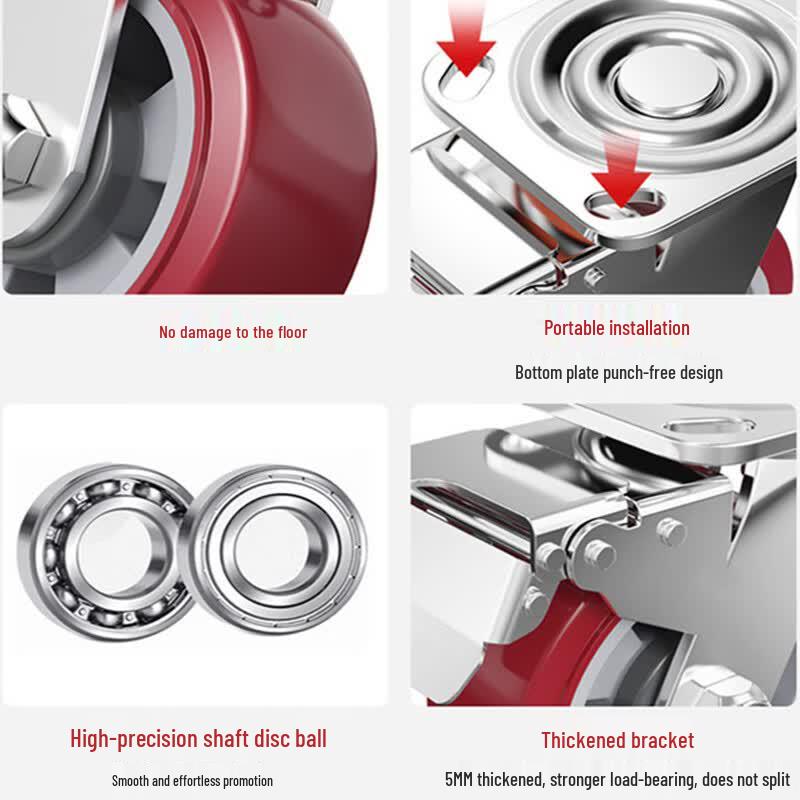 Guanshi 8-inch Heavy-Duty Polyurethane Swivel Caster