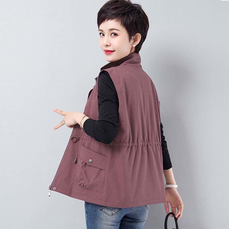Spring Autumn Vest Women Casual Lined Sleeveless Jackets Basic Loose Waistcoat Lightweight