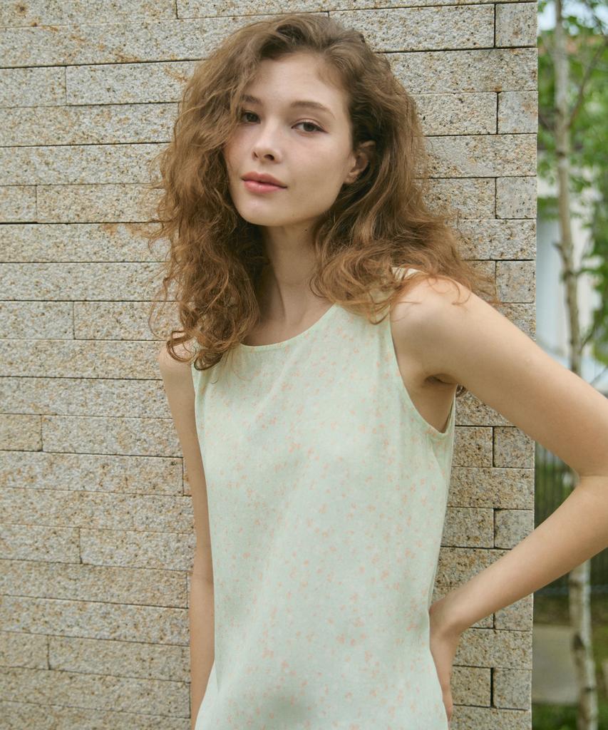 Wioi Floral String Sleeveless Dress_Green