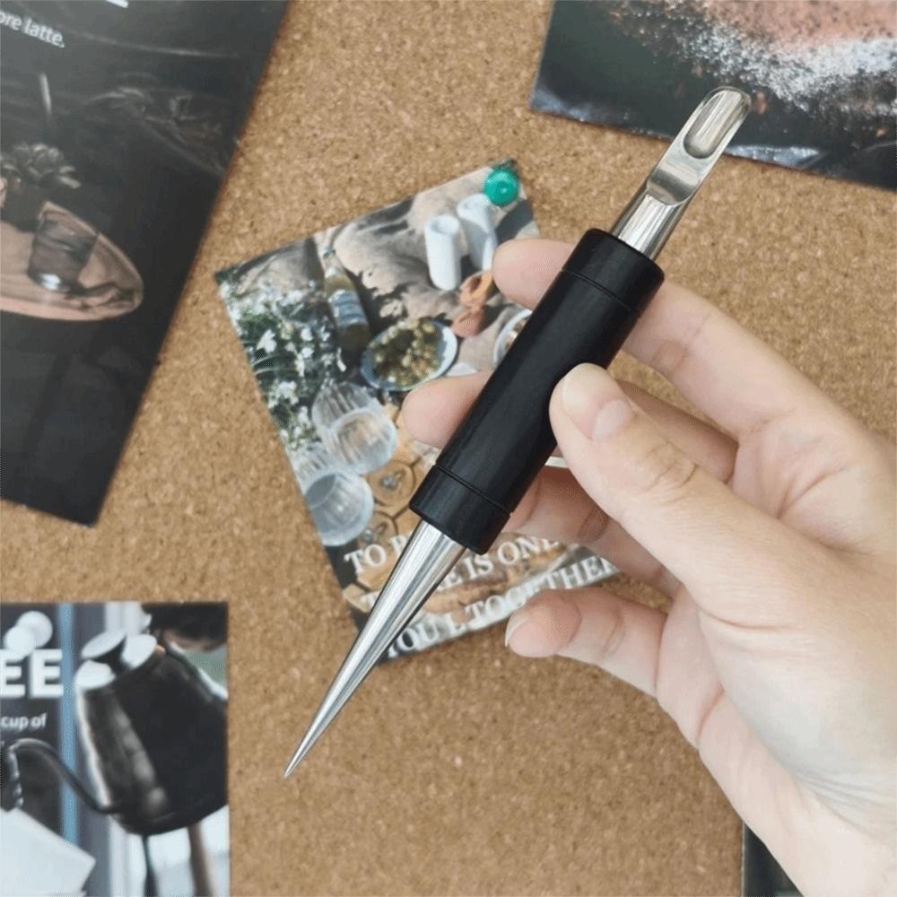 Stainless Steel Tip Latte Art Pen Wood Handle Latte Art Practice Pen Coffee Floral Carvings