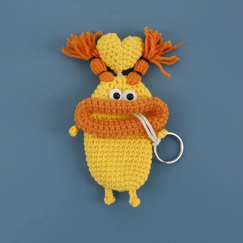 Забавные вязаные крючком брелоки Вязание Милая кукла с сосисочным ртом Держатель для ключей Полезная вязаная сумка для хранения Брелоки для автомобильных ключей Оптовая торговля