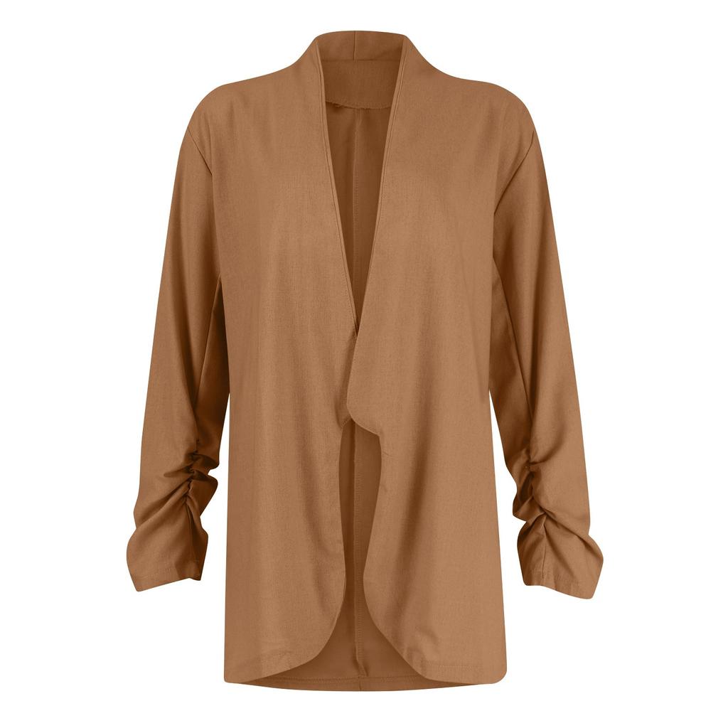 Весенне-осенний новый модный кардиган с лацканами, однотонная куртка, женская одежда