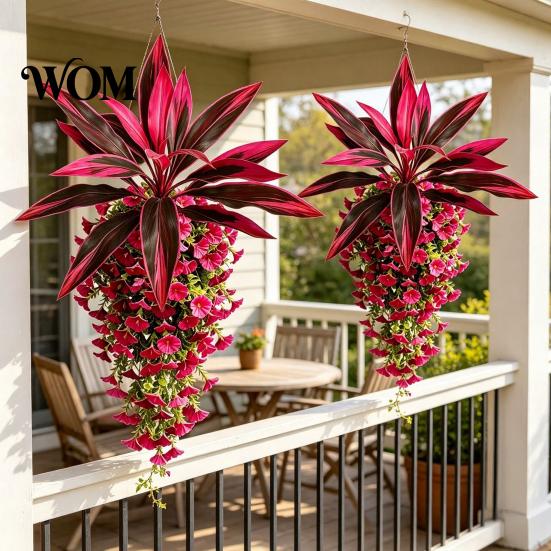 Vivid Faux Flowers for Shop Display Artificial Flowers, Plants Hanging Outdoors, UV Resistant Floral Arrangements Home Indoor Outdoor Greenery Porch,
