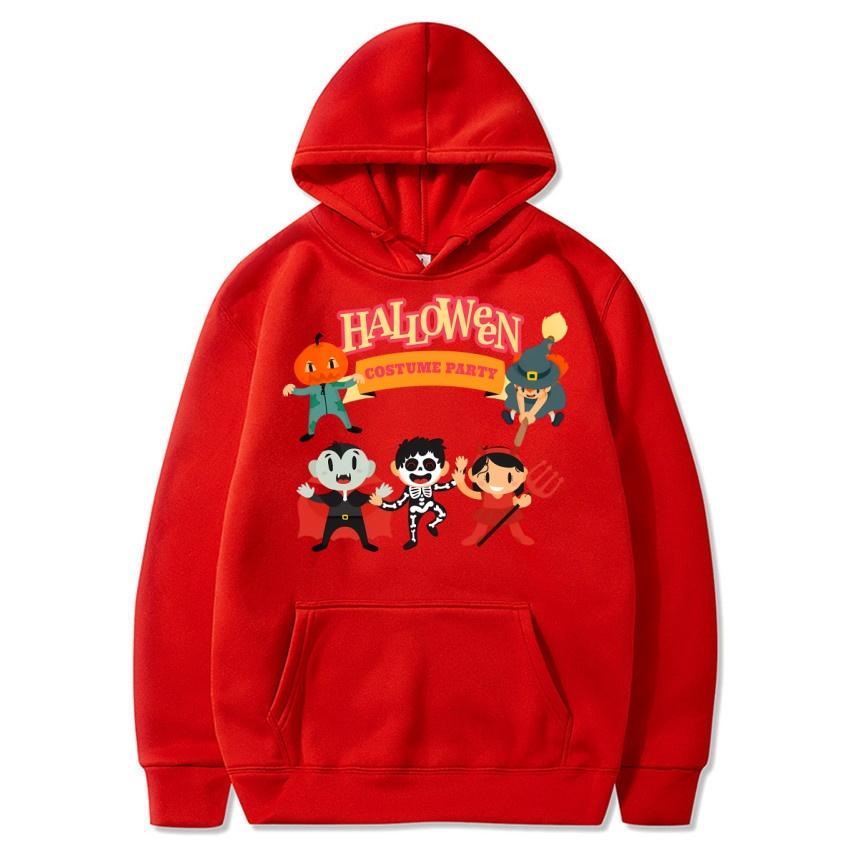 2025 Autumn/Winter New Halloween Party Printed Hoodie Solid Color Animation Daily Hoodie Casual Fashion Street Warm Hoodie