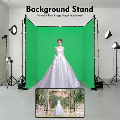 4-секционная ширма-перегородка - Стойка для фотофона с зеленой тканью, 4x2.4м, Переносная напольная подставка для фона