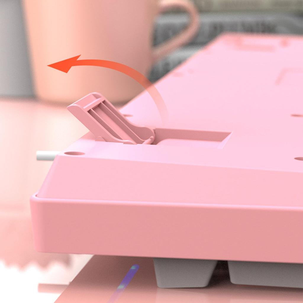 104-Key USB Wired Keyboard, Cute Gaming Keyboard with Vibrant Tri-Color Keycaps, 12 Multimedia Function Keys for OS X (PINK)