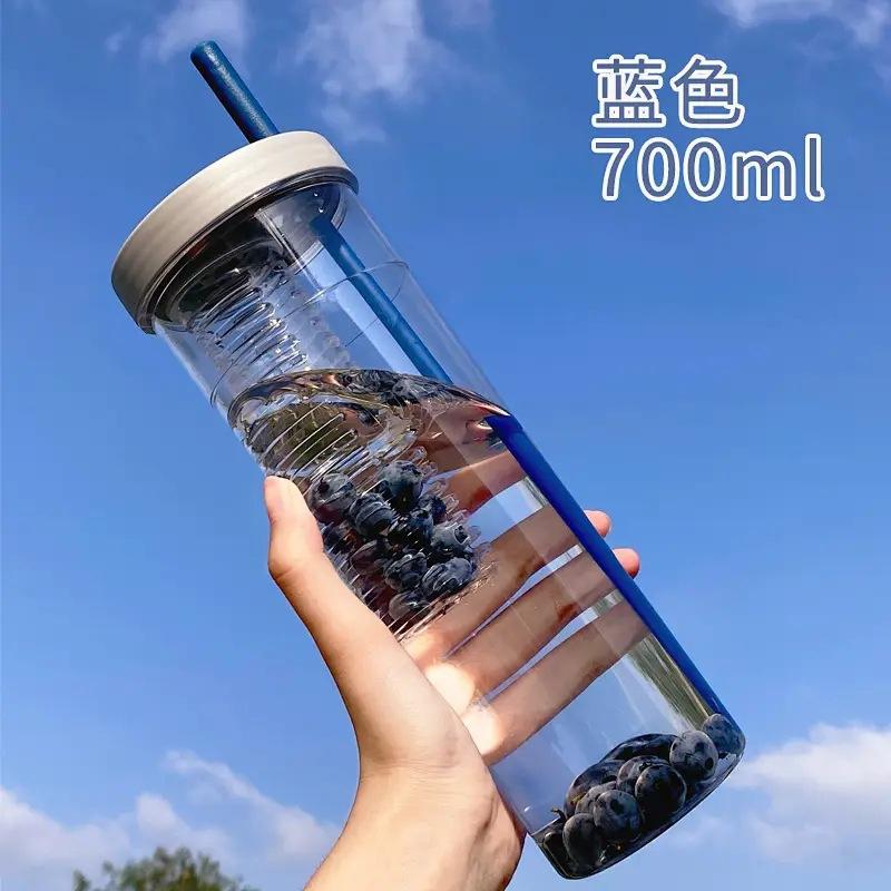 Бутылка для воды летняя высокая ценность ландыш пластиковый стакан двойной питьевой кофейная чашка автомобильная большая емкость ударопрочная ручка стакан соломинка стакан для воды