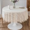 American Round Dining Table Fabric Cotton And Linen Fringed Towel Table Mat Japanese And Korean Large Round Table Household Table Cover Cloth