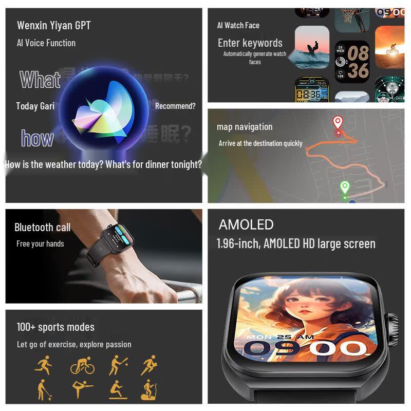 KUMI KU7 Plus ИИ Умные часы с Bluetooth-вызовом и мониторингом здоровья (Китайская версия)