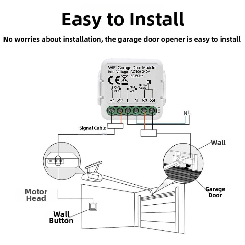 Голосовое управление для WiFi умного контроллера гаражных ворот с пультом дистанционного управления, таймером обратного отсчета и управлением через приложение для безопасного управления дверью