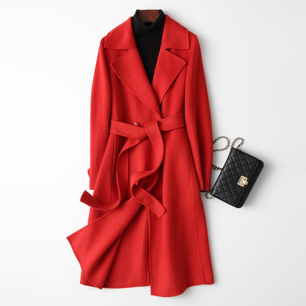 Double-sided Velvet Wool Coat for Women's Autumn and Winter New Over-knee Medium and Long Slim and Thin Wool Coat