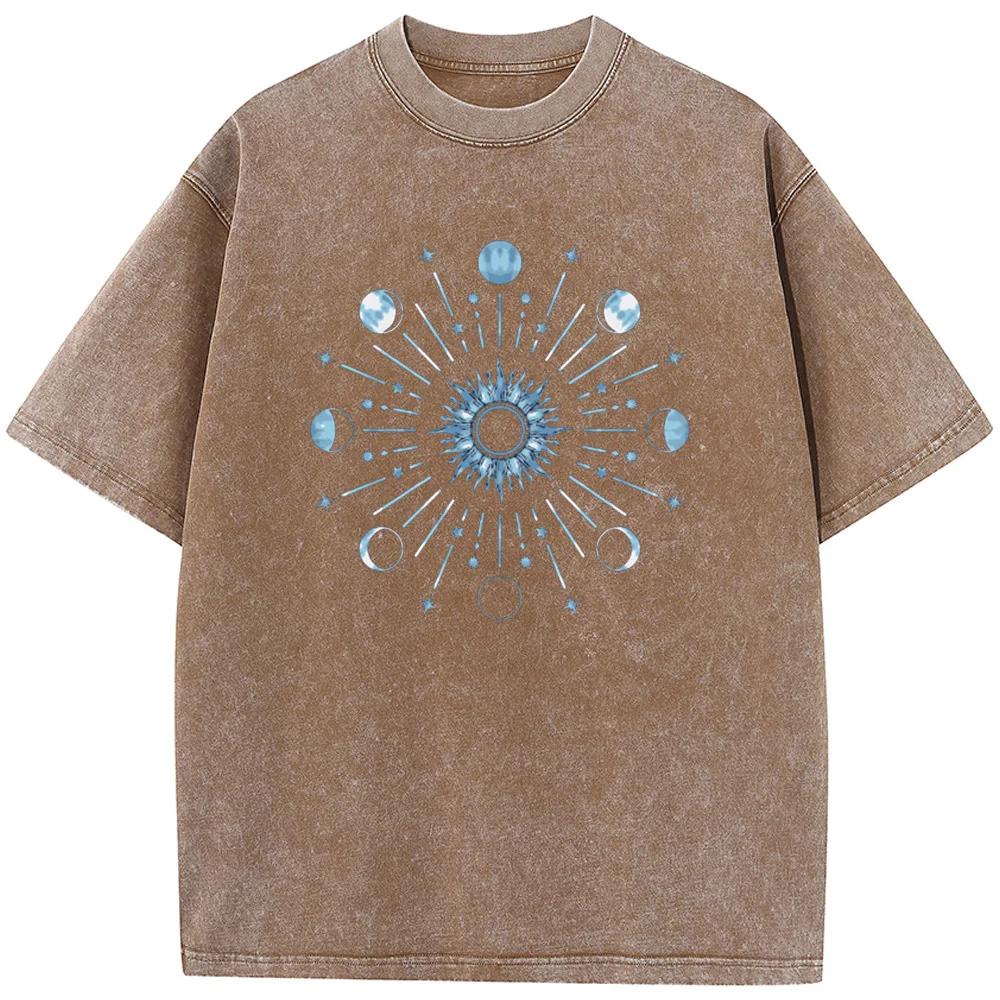 Tie-Dyed XINGX Mandala Men Washed T-Shirt Cotton Funny Loose Bleached Tshirt Retro Fashion Hip Hop Bleach T Shirt Tops Tee