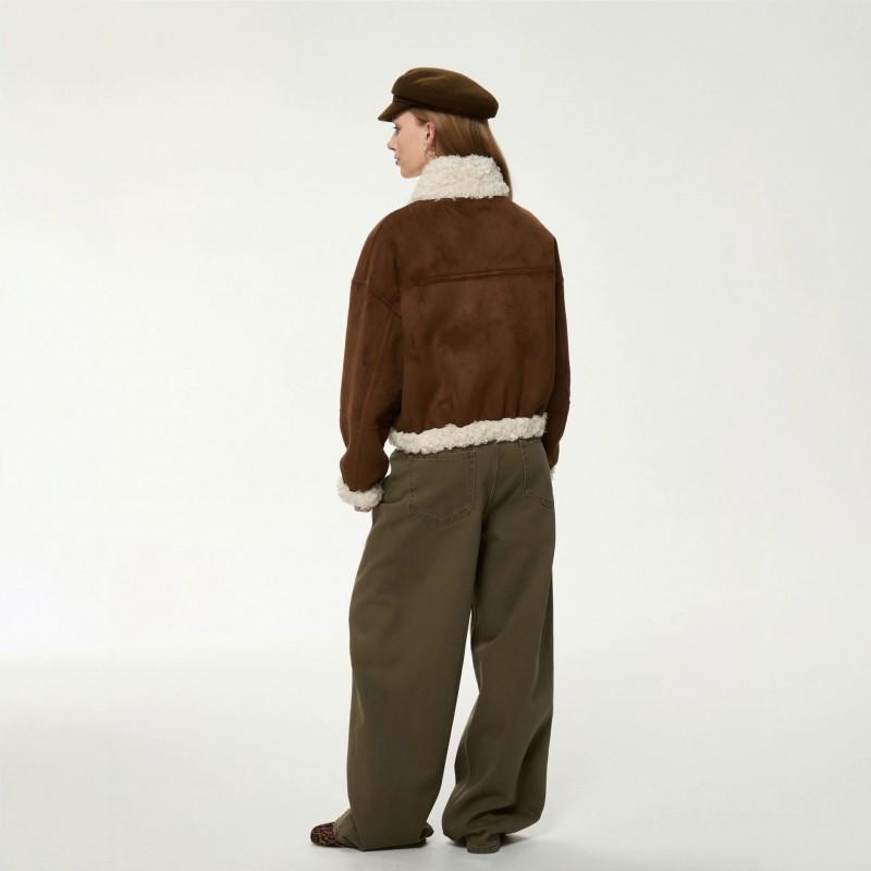2026 Womens Reversible Short Faux Suede Fur Coat Stand Collar Warm Winter Outwear Petite Girls