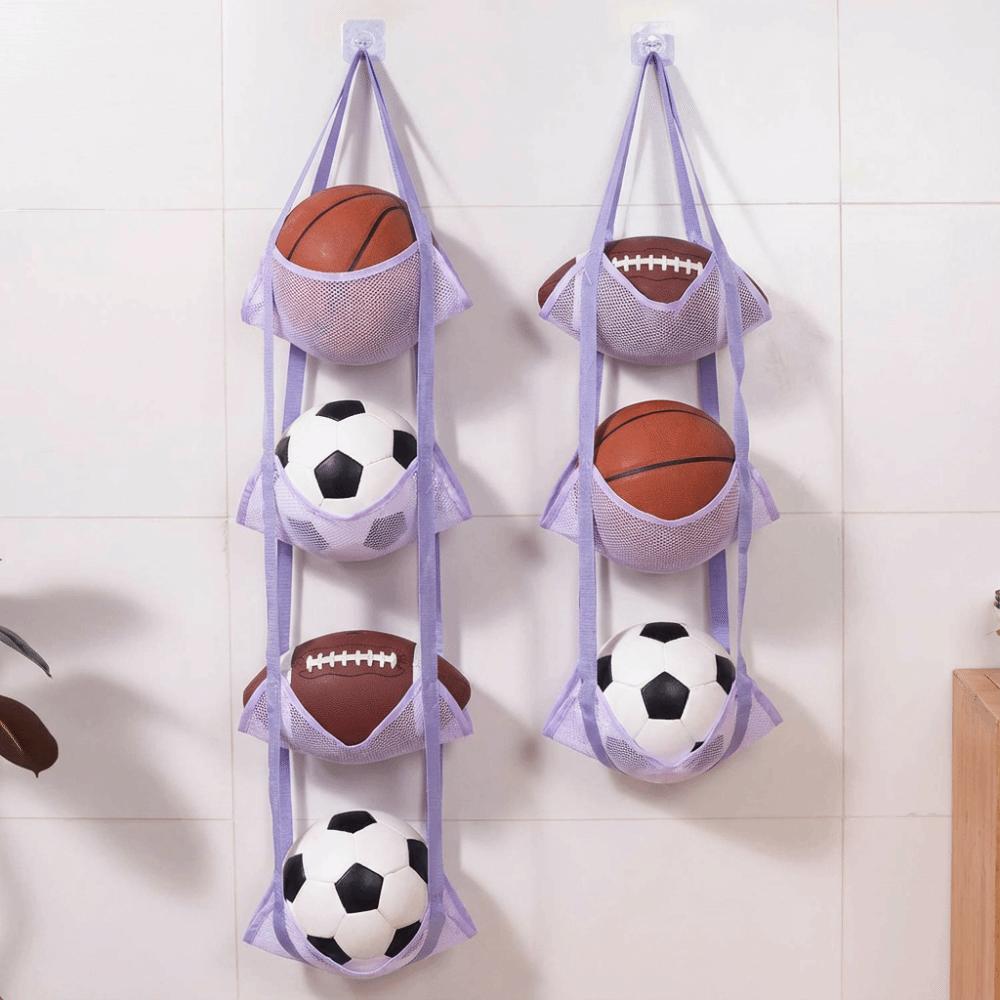 3/4 Layers Ball Storage Hanging Bag Wall Mounted Mesh Pockets Organizer  Household