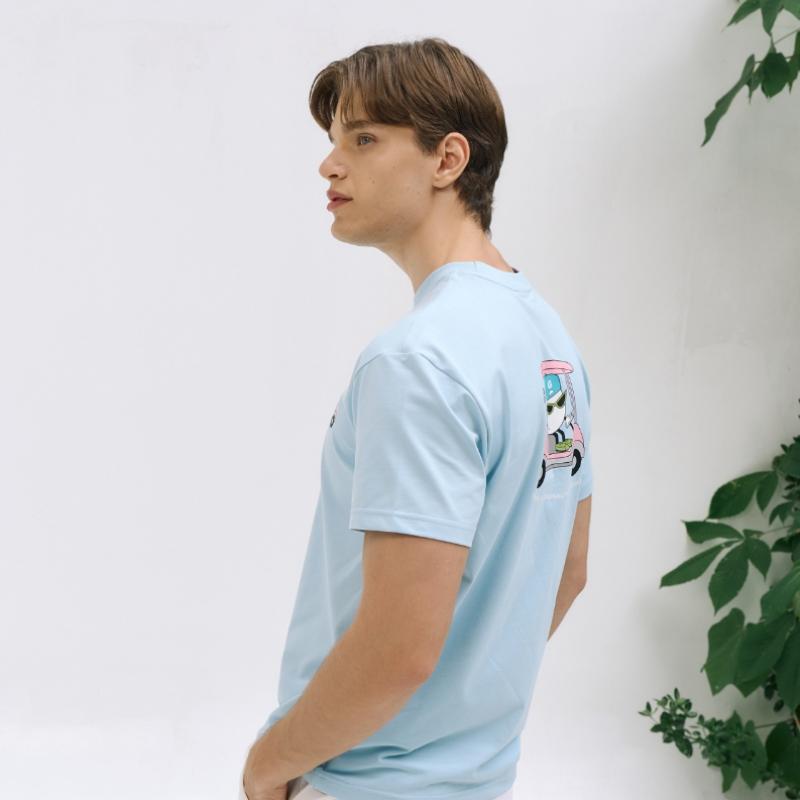 Goxo Men S Round Spandex T ShirT Sky Blue