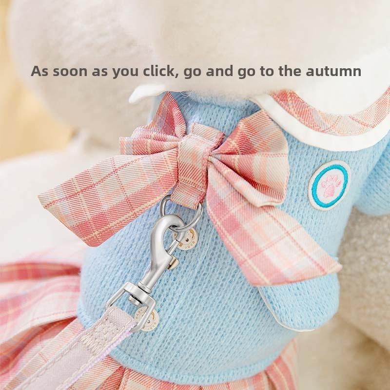 Осенне-зимняя форма для щенков и собак, студенческая форма JK Academy Style Traction Skirt, теплая юбка для кошек и кошек, двухфутовая одежда для домашних животных