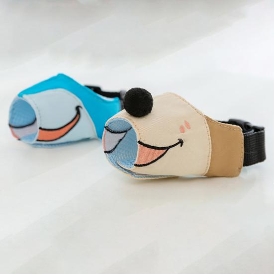 Dog Muzzle Adjustable Anti Biting Barking Mouth Guard Cover Breathable Drinkable Cartoon Print Pet Muzzle for Small Large Dogs