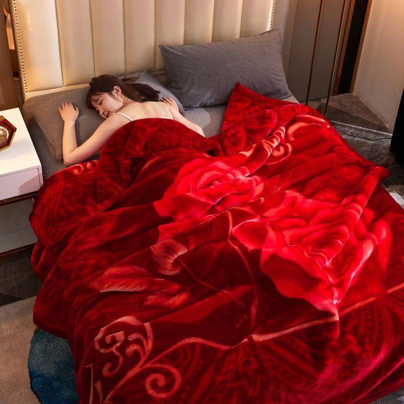 Raschel Warm Thick Blanket Double Layered Winter Coral Fleece Blanket Student Dorm Soft Bed Sheet Queen Sized Comfortable Quilt