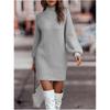 Women's Autumn and Winter Solid Color High Neck Long Sleeve Sweater Spring Slim Mid-Length Commuter Dresses
