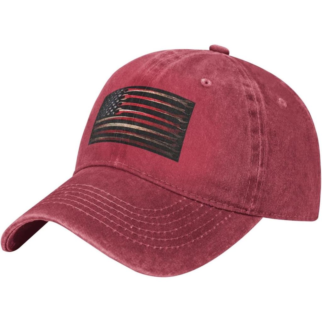 Distressed American Flag Baseball Cap Washed Cotton Dad Hat Adjustable Unisex Outdoor Sports Cap