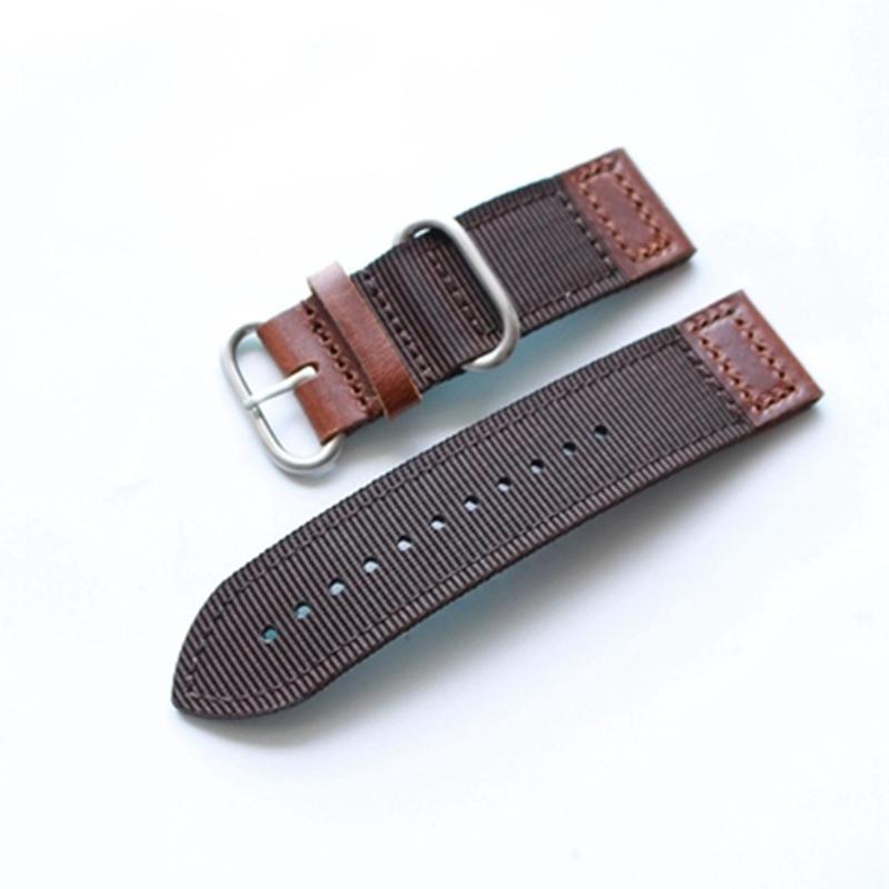 Высокое качество 18 мм 20 мм 22 мм 24 мм зеленый, серый, коричневый, черный, нейлоновый + кожаный ремешок для часов для армейских военных часов, браслет